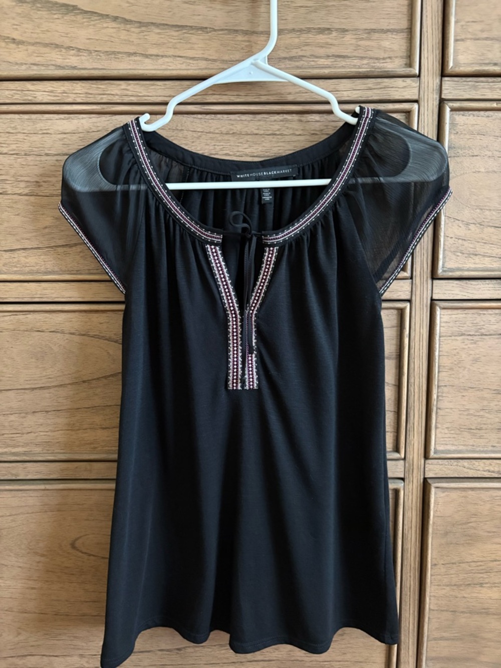 WHBM cap sleeve black top